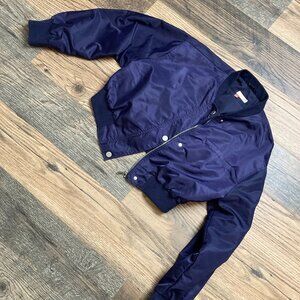 VINTAGE Pilcro Anthropogie Women's Bomber Jacket Sz M Blue  Crop Zipper